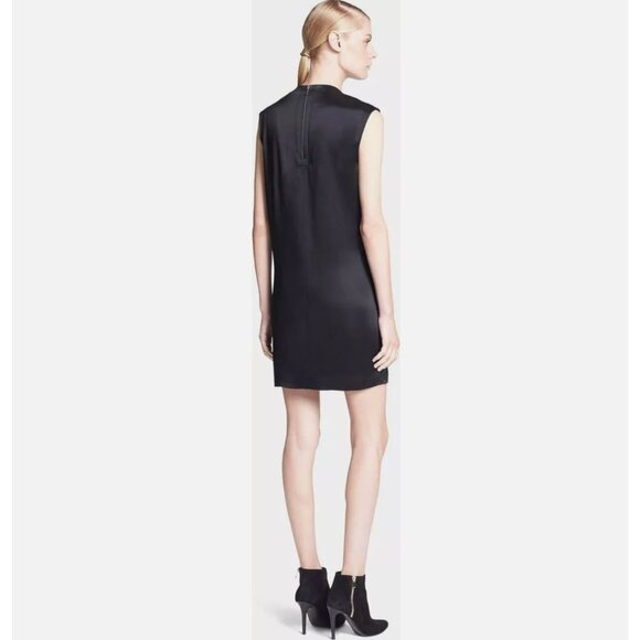 NWT Helmut Lang Fractal Mini Dress Faux Leather Leopard Satin Black Shift  2 - Picture 5 of 15